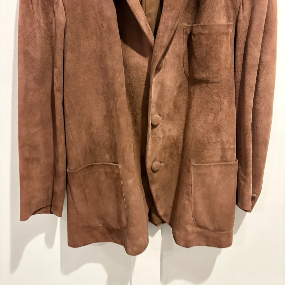 Lopez Suede Leather Blazer Mens 42 Brown Argentina Fine Leather Goods Jacket 70s